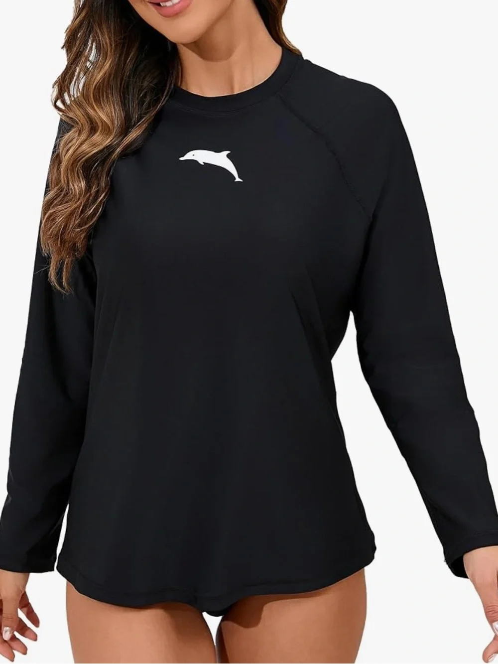 Halcurt woman’s long sleeve built in bra swim shirt swimsuit top medium